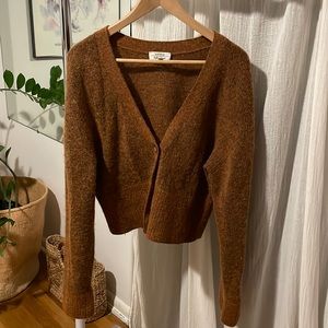 & Other Stories Paris Atelier Cropped Cardigan in burnt orange size small